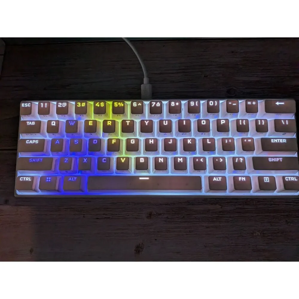 Corsair K65 RGB MINI wired 60% Mechanical Keyboard - White (Cherry MX Speed Silv